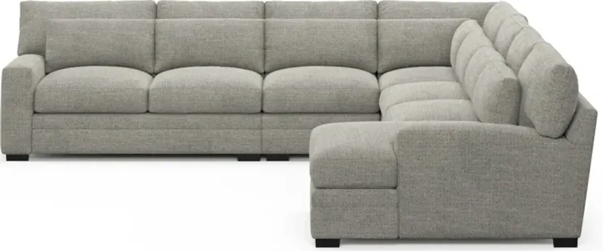 Winston Foam Comfort 5-Piece Sectional with Right-Facing Chaise - Pandora Pepper