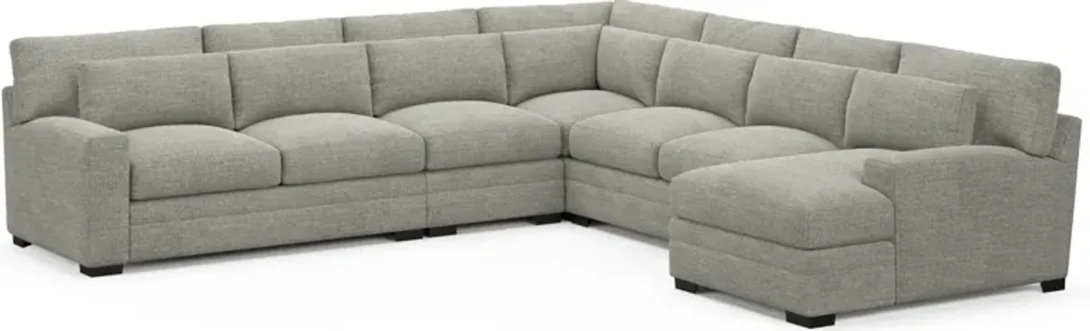 Winston Foam Comfort 5-Piece Sectional with Right-Facing Chaise - Pandora Pepper