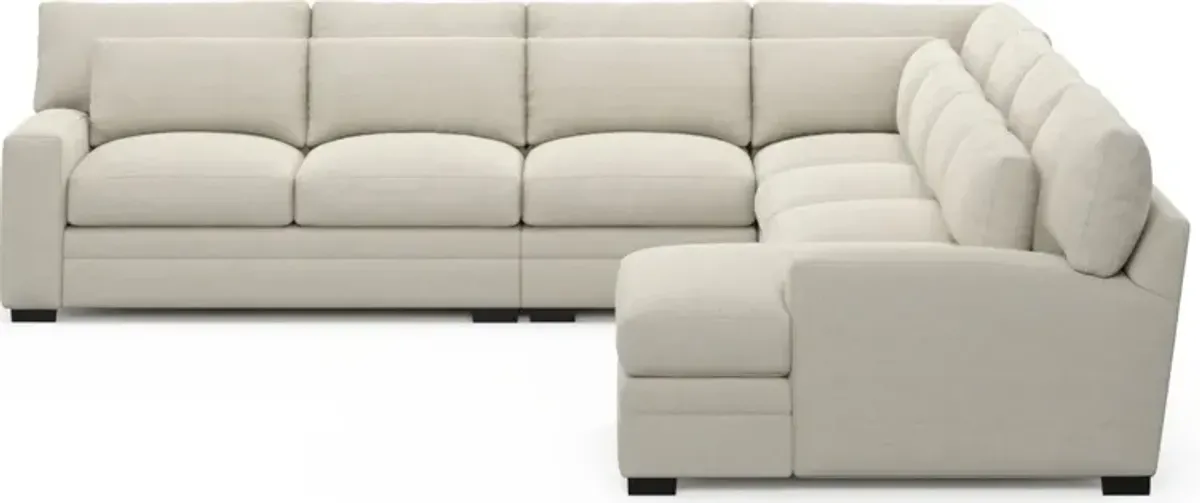 Winston Foam Comfort 5-Piece Sectional with Right-Facing Chaise - Curious Pearl