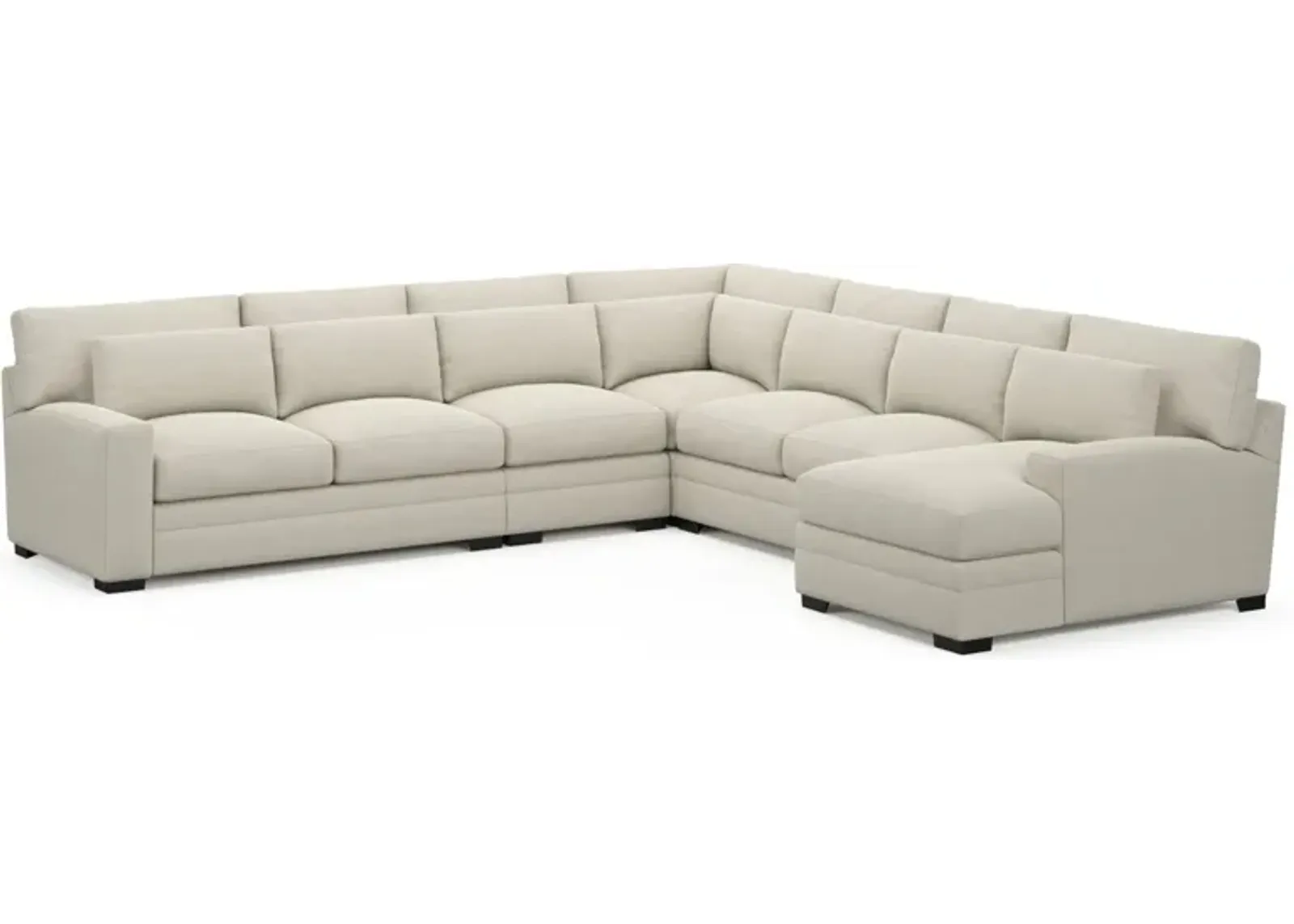 Winston Foam Comfort 5-Piece Sectional with Right-Facing Chaise - Curious Pearl