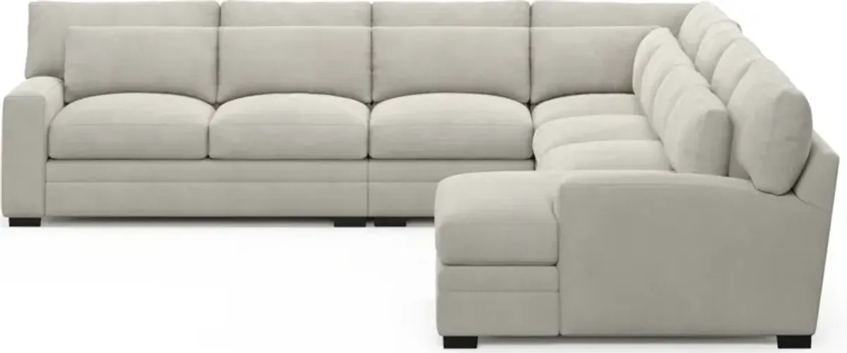 Winston Foam Comfort 5-Piece Sectional with Right-Facing Chaise - Laurent Beach