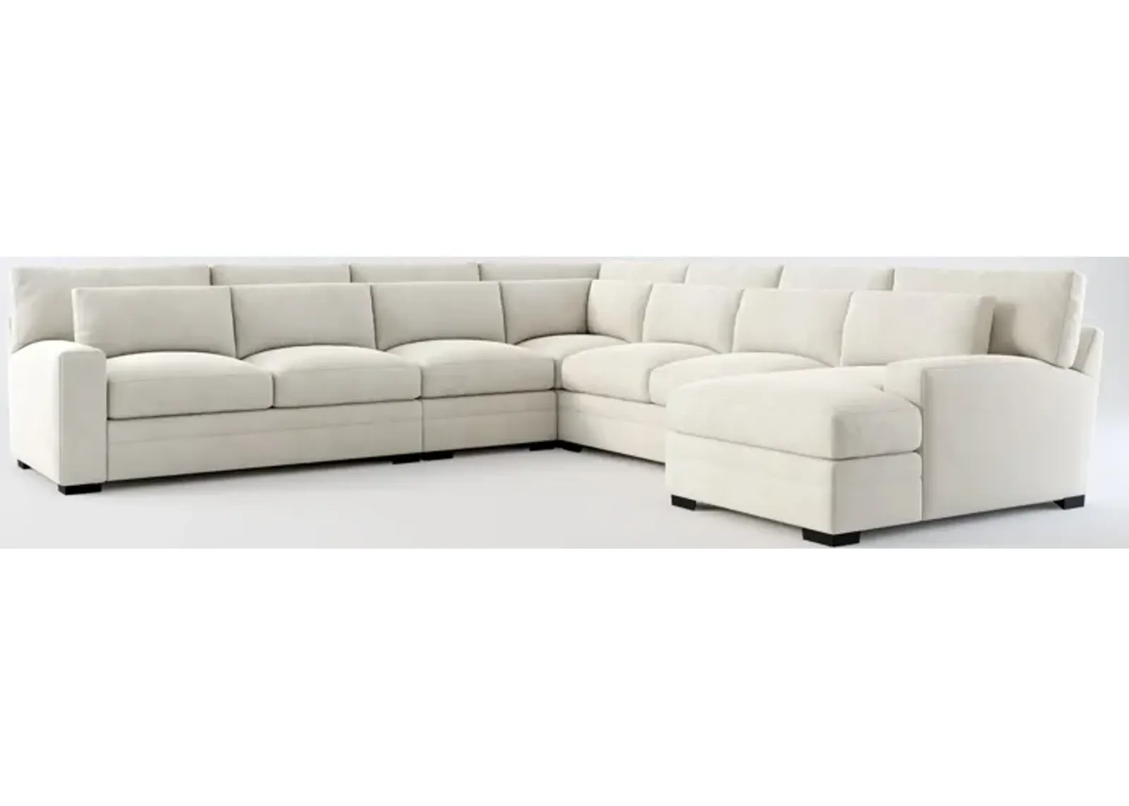 Winston Foam Comfort 5-Piece Sectional with Right-Facing Chaise - Laurent Beach