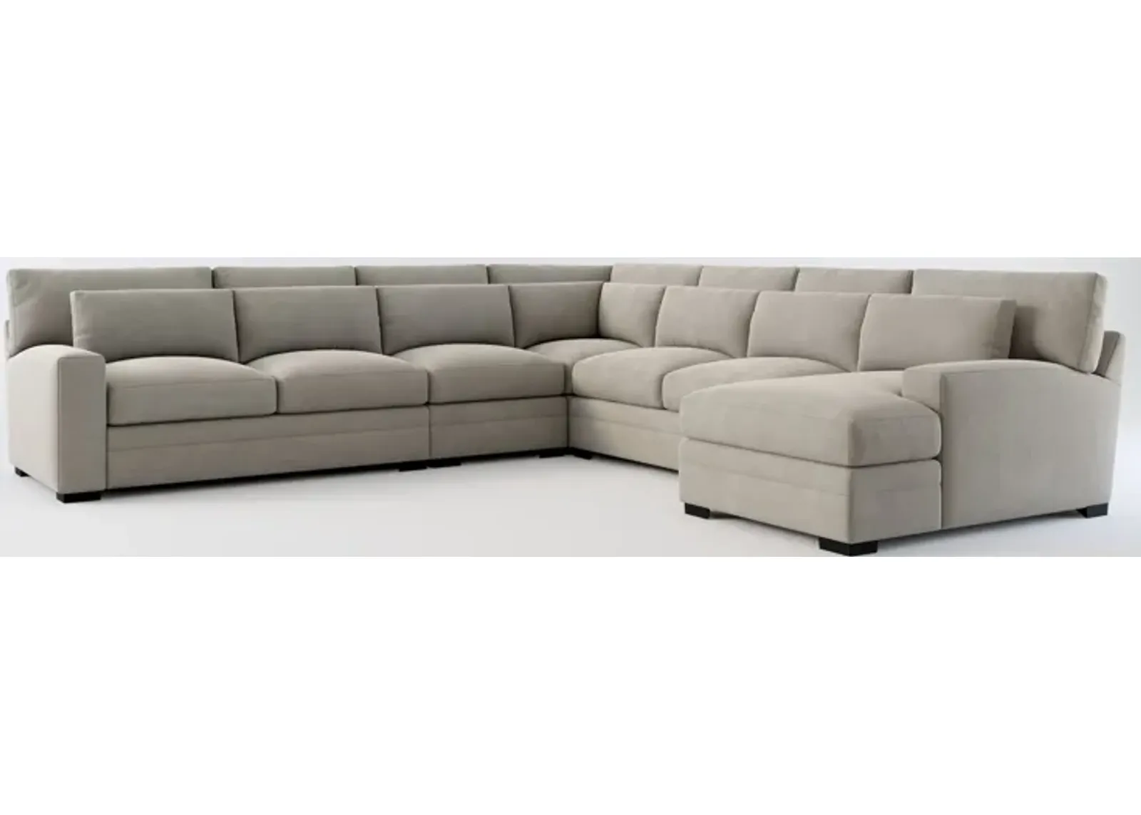 Winston Foam Comfort 5-Piece Sectional with Right-Facing Chaise - Abington Fog