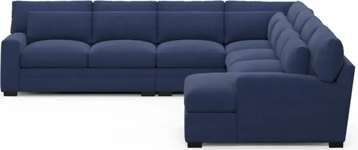 Winston Foam Comfort 5-Piece Sectional with Right-Facing Chaise - Abington Indigo