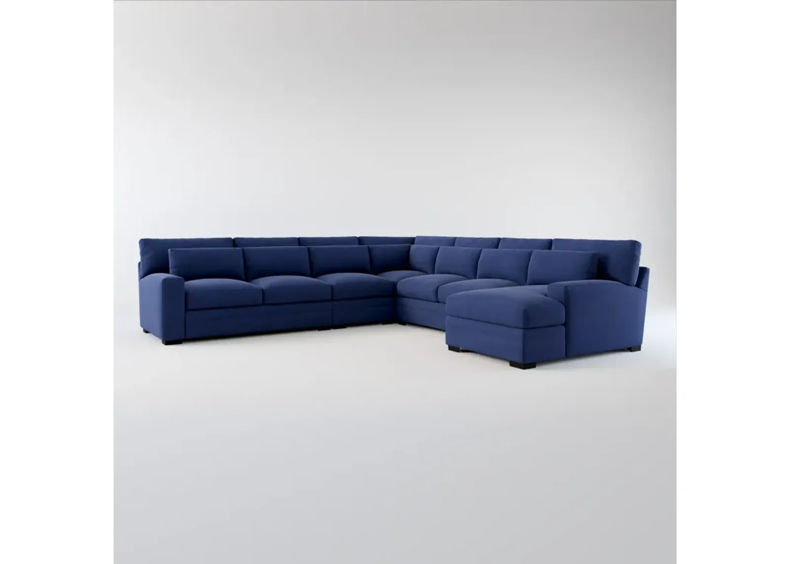 Winston Foam Comfort 5-Piece Sectional with Right-Facing Chaise - Abington Indigo