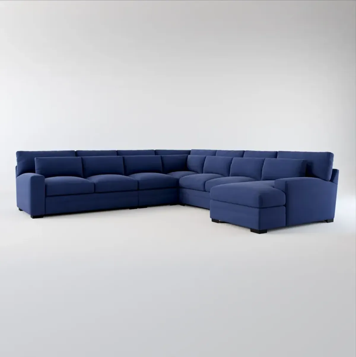 Winston Foam Comfort 5-Piece Sectional with Right-Facing Chaise - Abington Indigo