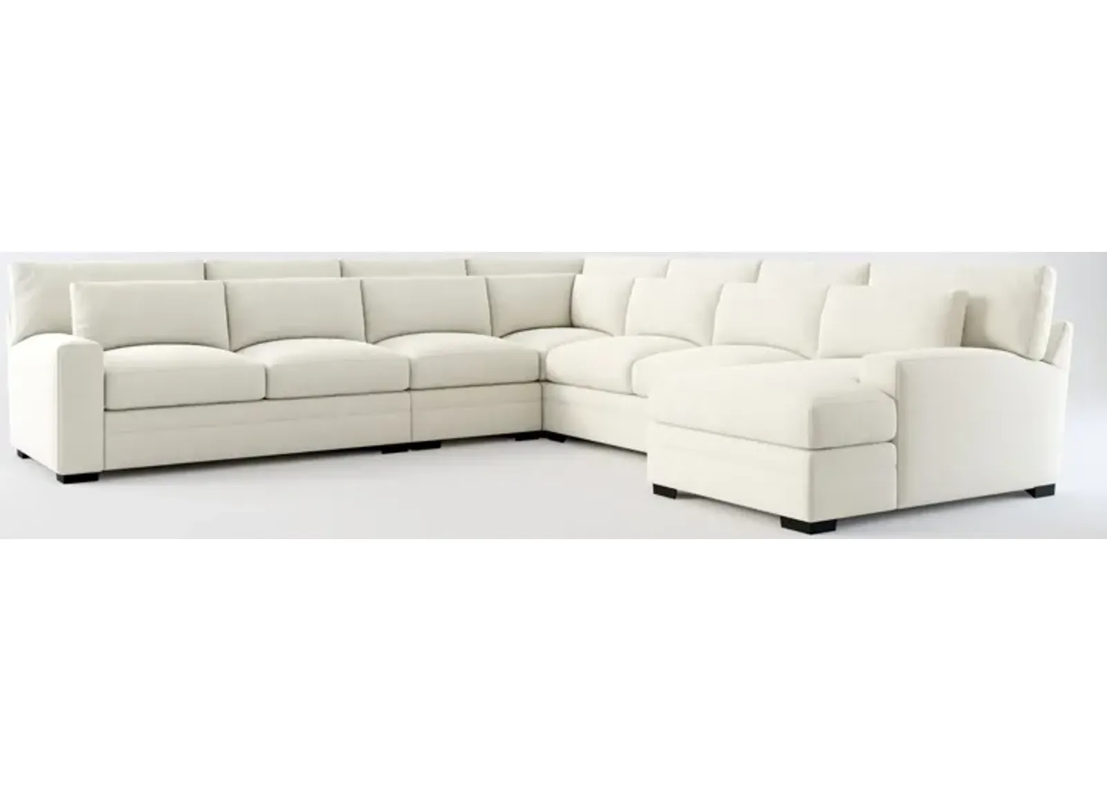 Winston Foam Comfort 5-Piece Sectional with Right-Facing Chaise - Anders Ivory