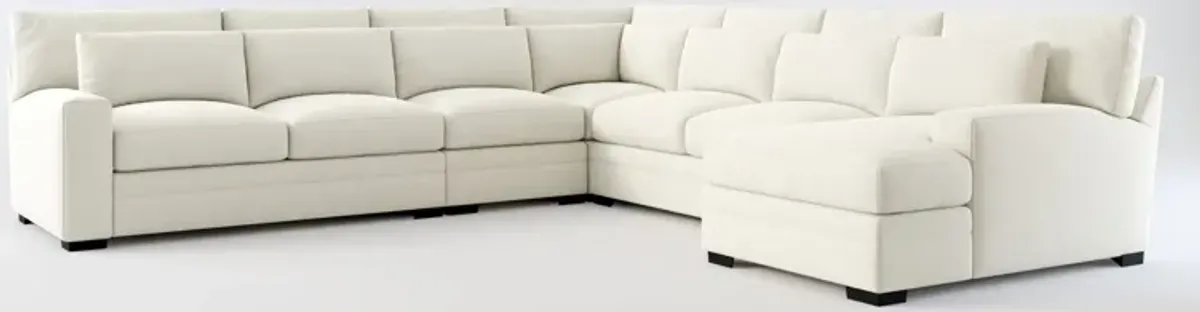 Winston Foam Comfort 5-Piece Sectional with Right-Facing Chaise - Anders Ivory