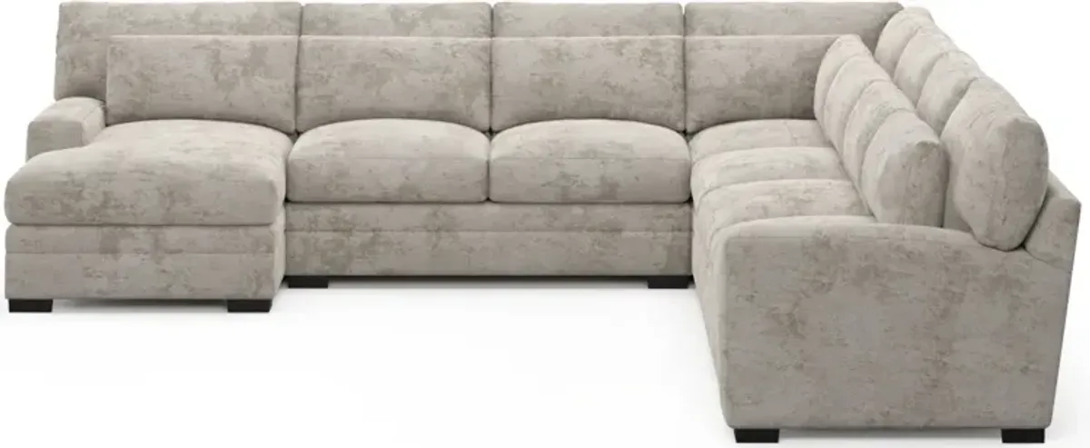 Winston Foam Comfort 5-Piece Sectional with Right-Facing Chaise - Hearth Cement