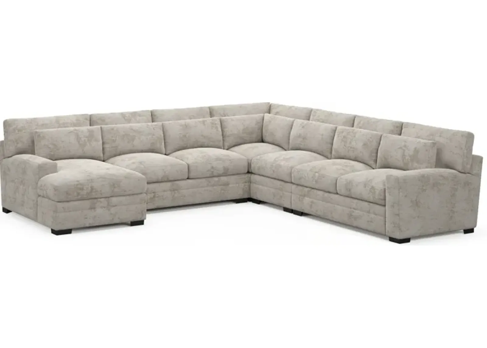 Winston Foam Comfort 5-Piece Sectional with Right-Facing Chaise - Hearth Cement