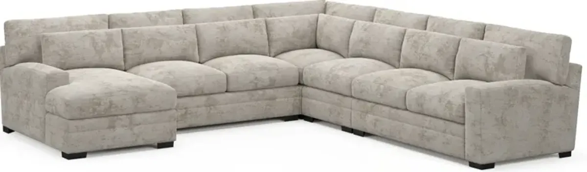 Winston Foam Comfort 5-Piece Sectional with Right-Facing Chaise - Hearth Cement