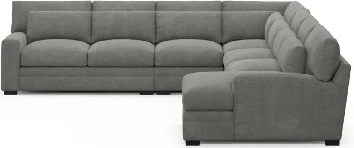 Winston Foam Comfort 5-Piece Sectional with Right-Facing Chaise - Living Large Charcoal