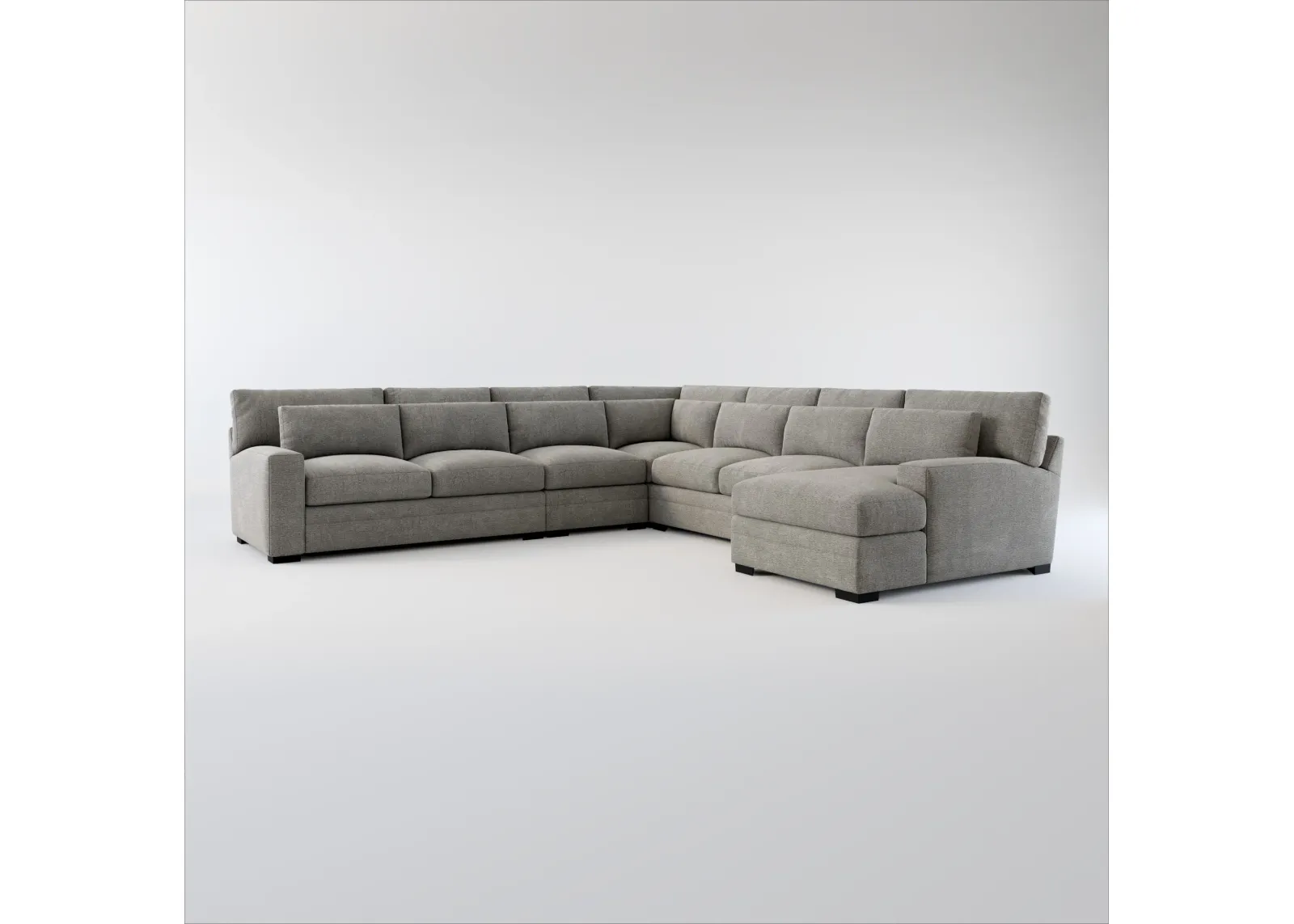 Winston Foam Comfort 5-Piece Sectional with Right-Facing Chaise - Living Large Charcoal