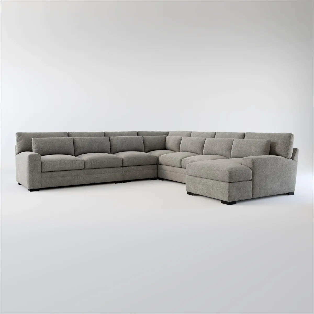 Winston Foam Comfort 5-Piece Sectional with Right-Facing Chaise - Living Large Charcoal