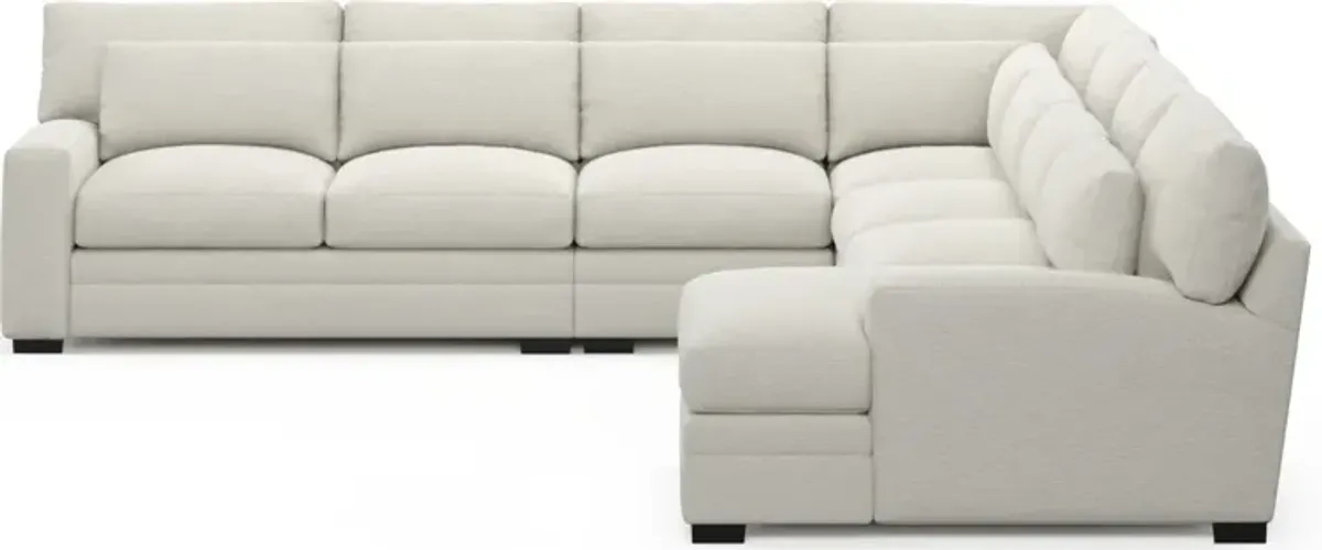 Winston Foam Comfort 5-Piece Sectional with Right-Facing Chaise - Living Large White