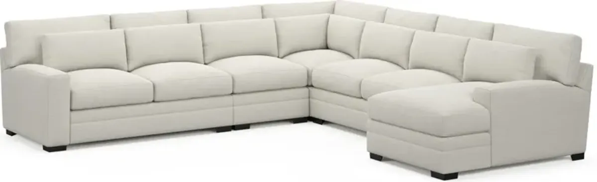 Winston Foam Comfort 5-Piece Sectional with Right-Facing Chaise - Living Large White