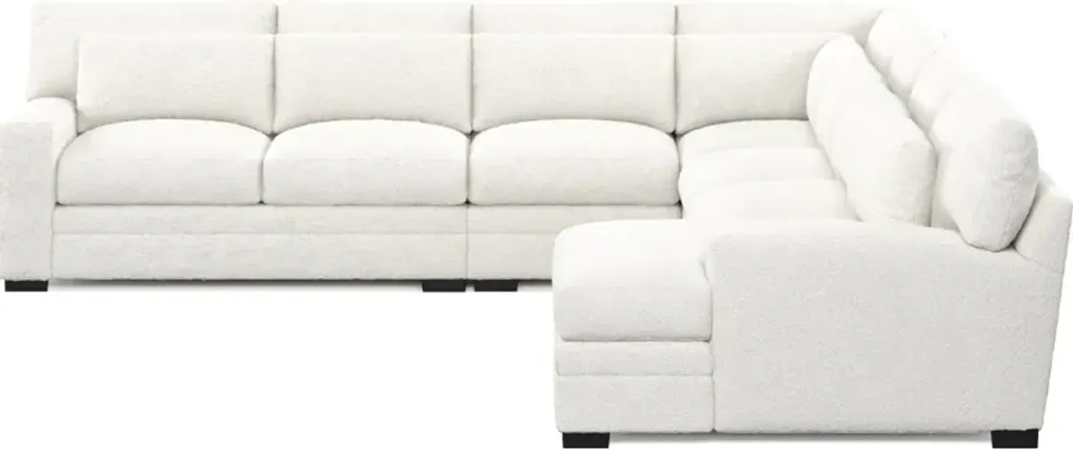 Winston Foam Comfort 5-Piece Sectional with Right-Facing Chaise - Bloke Snow