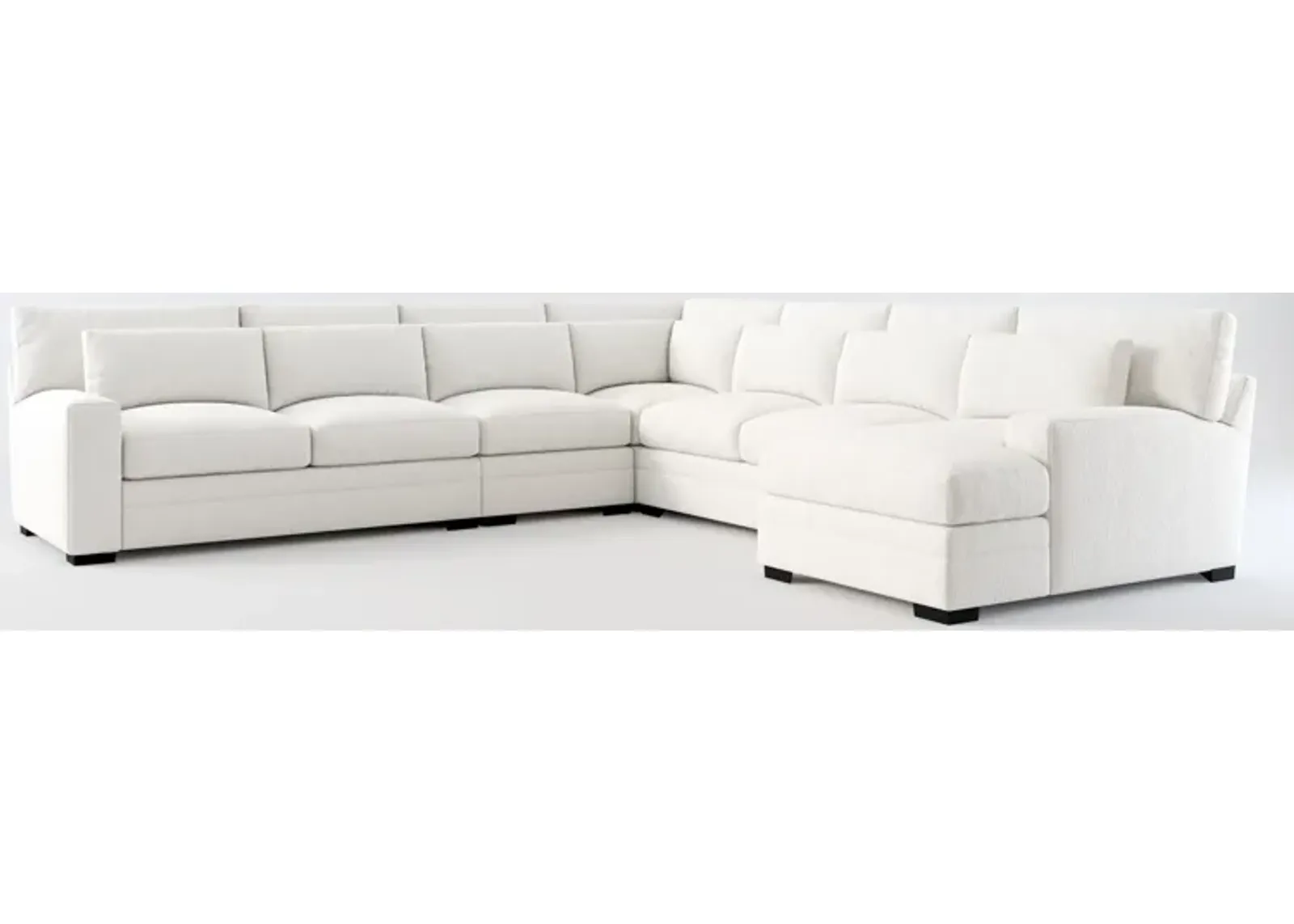 Winston Foam Comfort 5-Piece Sectional with Right-Facing Chaise - Bloke Snow