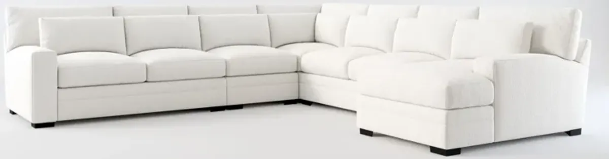 Winston Foam Comfort 5-Piece Sectional with Right-Facing Chaise - Bloke Snow