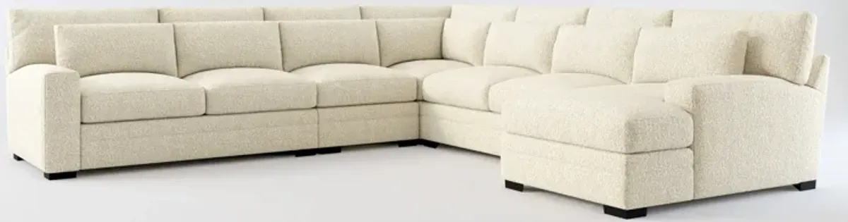 Winston Foam Comfort 5-Piece Sectional with Right-Facing Chaise - Bloke Cotton