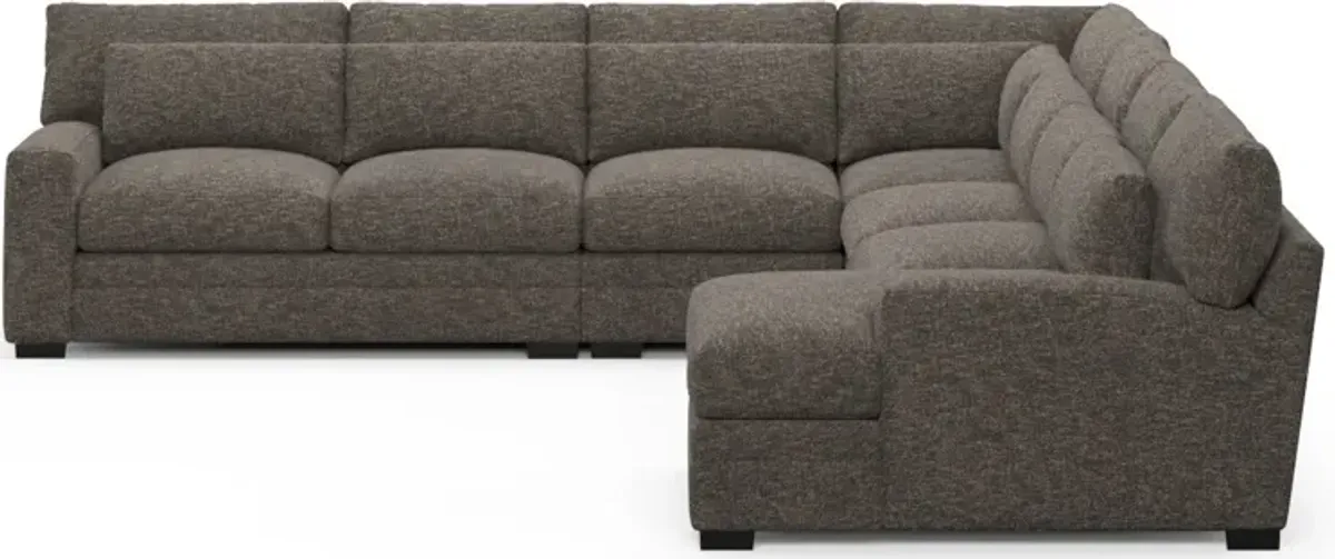 Winston Foam Comfort 5-Piece Sectional with Right-Facing Chaise - M Walnut