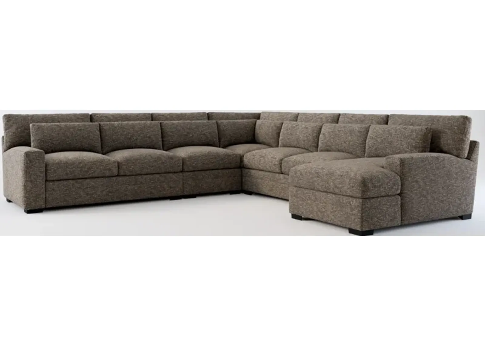 Winston Foam Comfort 5-Piece Sectional with Right-Facing Chaise - M Walnut