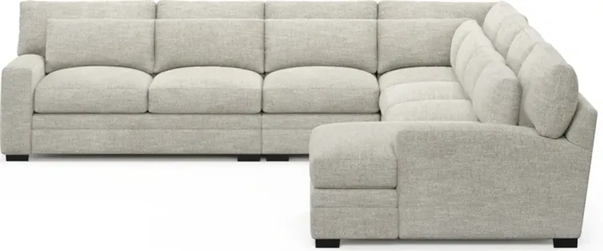 Winston Foam Comfort 5-Piece Sectional with Right-Facing Chaise - M Ivory