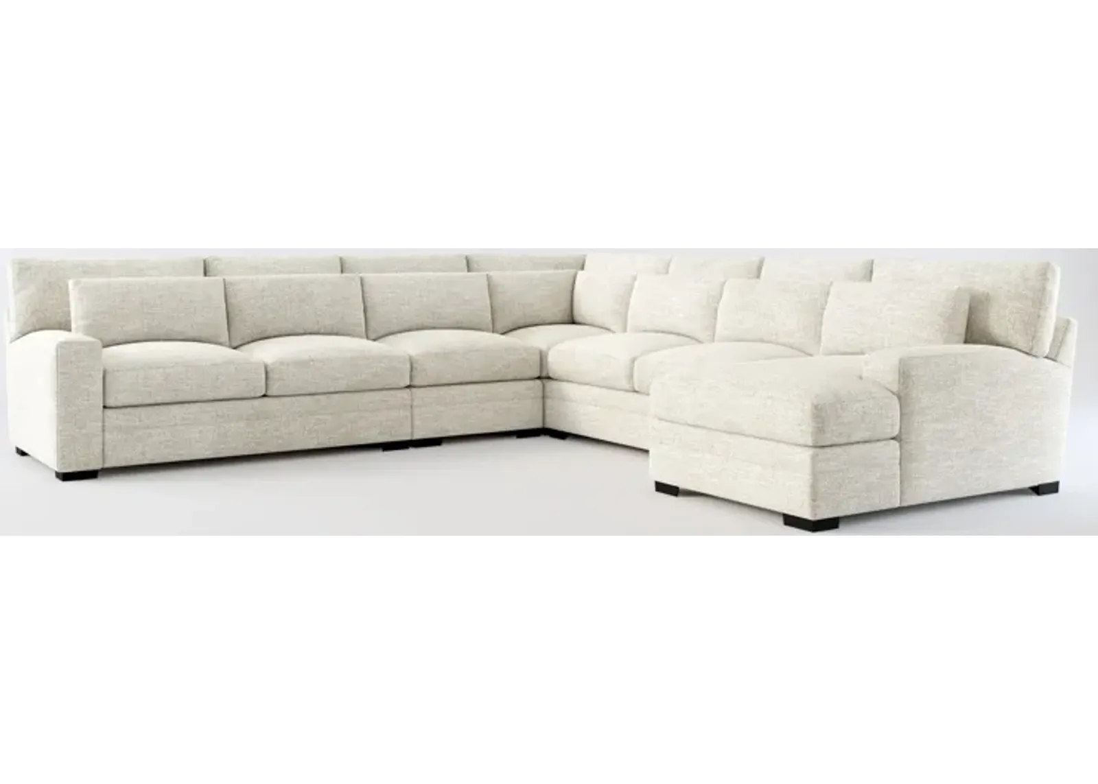 Winston Foam Comfort 5-Piece Sectional with Right-Facing Chaise - M Ivory