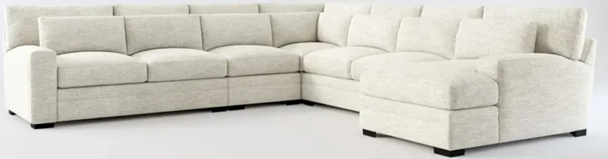 Winston Foam Comfort 5-Piece Sectional with Right-Facing Chaise - M Ivory