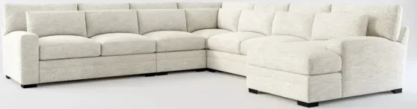 Winston Foam Comfort 5-Piece Sectional with Right-Facing Chaise - M Ivory