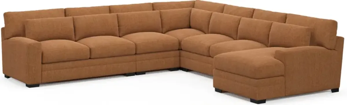 Winston Hybrid Comfort 5-Piece Sectional with Right-Facing Chaise - Contessa Ginger