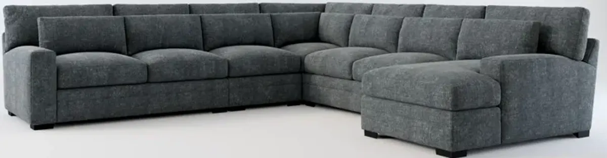 Winston Hybrid Comfort 5-Piece Sectional with Right-Facing Chaise - Contessa Shadow