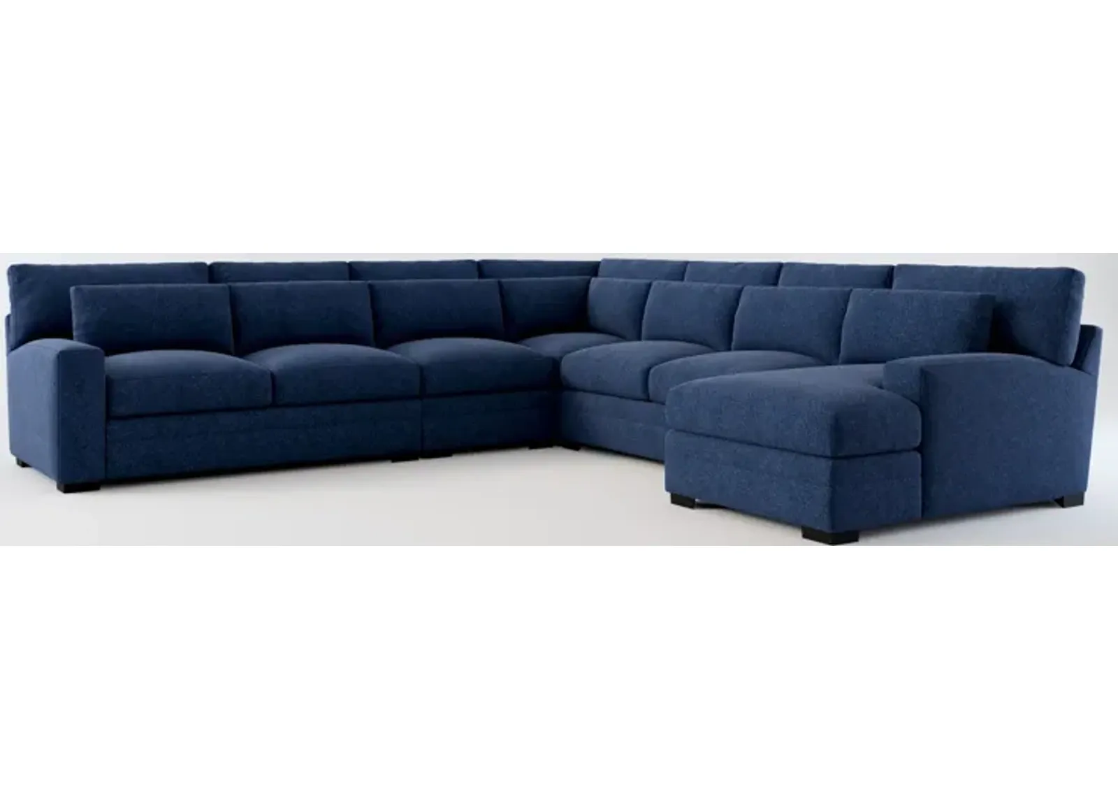 Winston Hybrid Comfort 5-Piece Sectional with Right-Facing Chaise - Oslo Navy