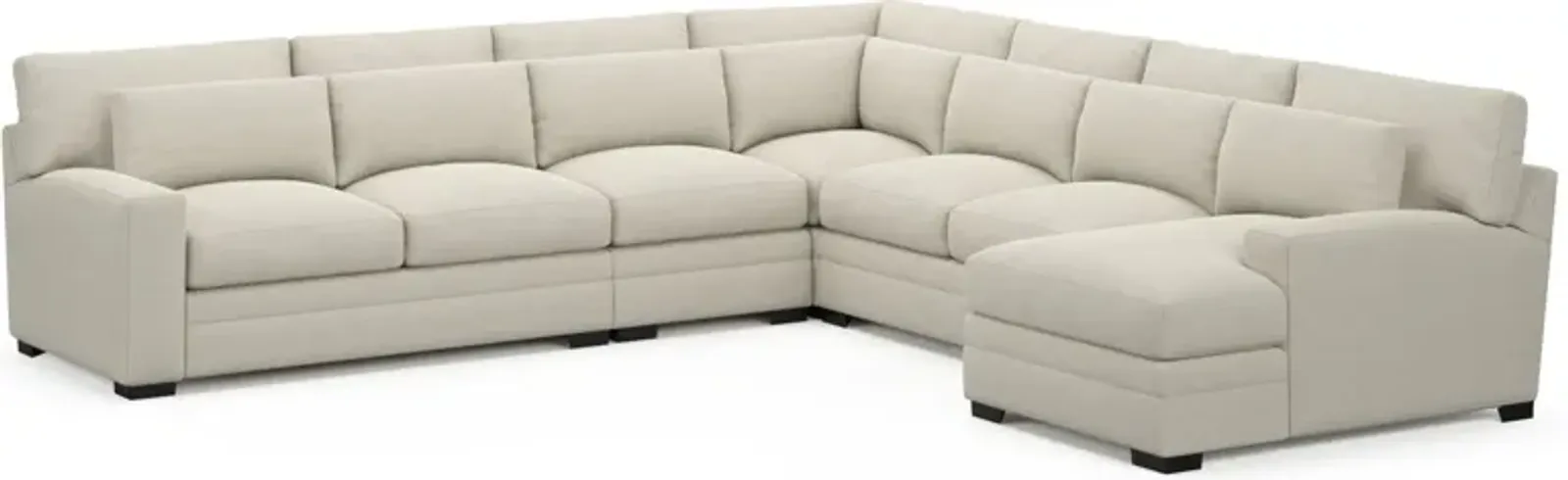 Winston Hybrid Comfort 5-Piece Sectional with Right-Facing Chaise - Curious Pearl