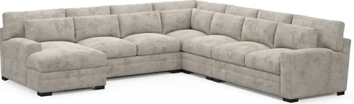 Winston Hybrid Comfort 5-Piece Sectional with Right-Facing Chaise - Hearth Cement