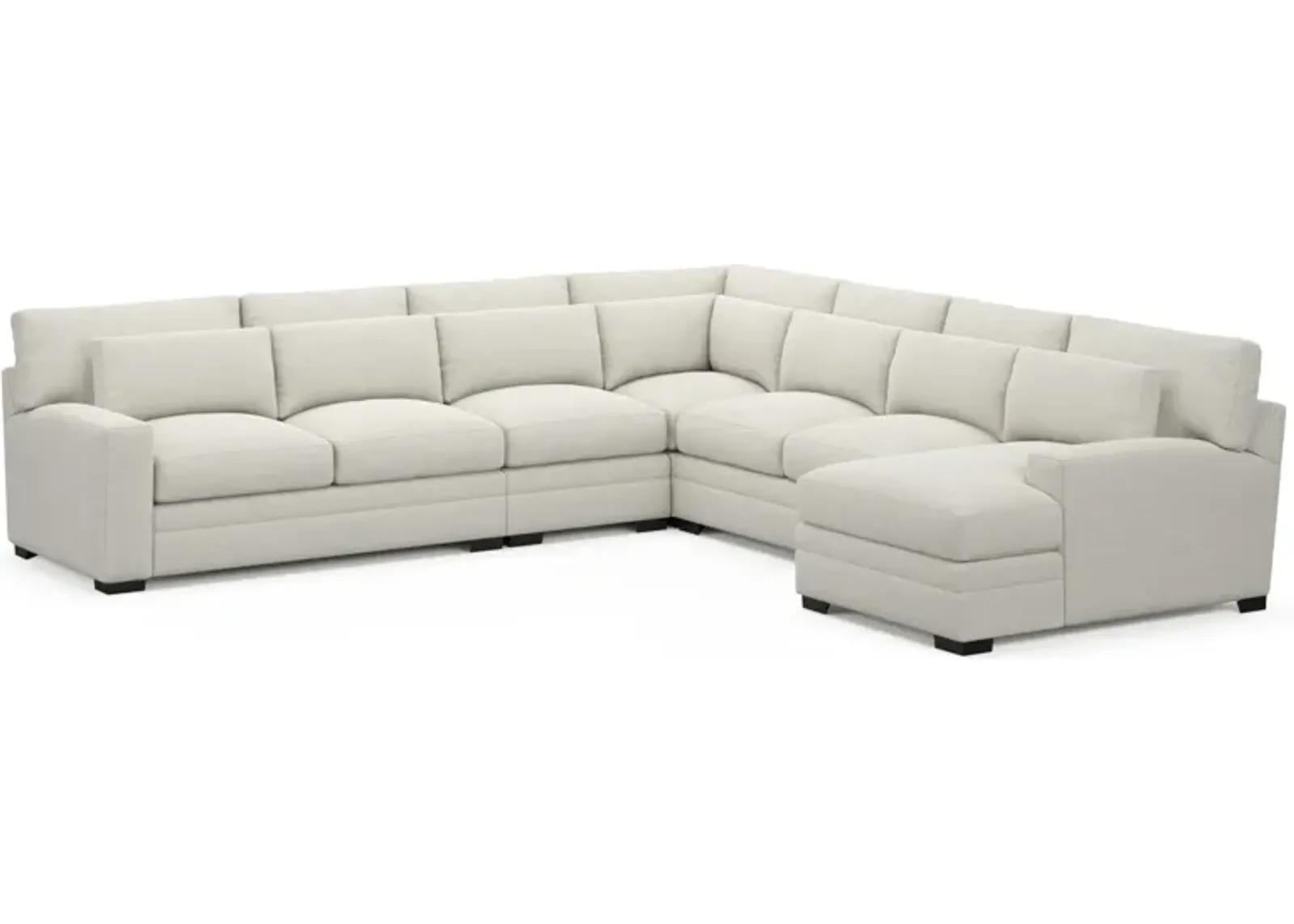 Winston Hybrid Comfort 5-Piece Sectional with Right-Facing Chaise - Living Large White