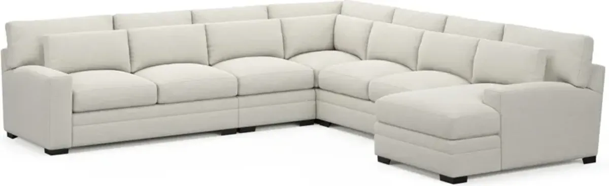 Winston Hybrid Comfort 5-Piece Sectional with Right-Facing Chaise - Living Large White