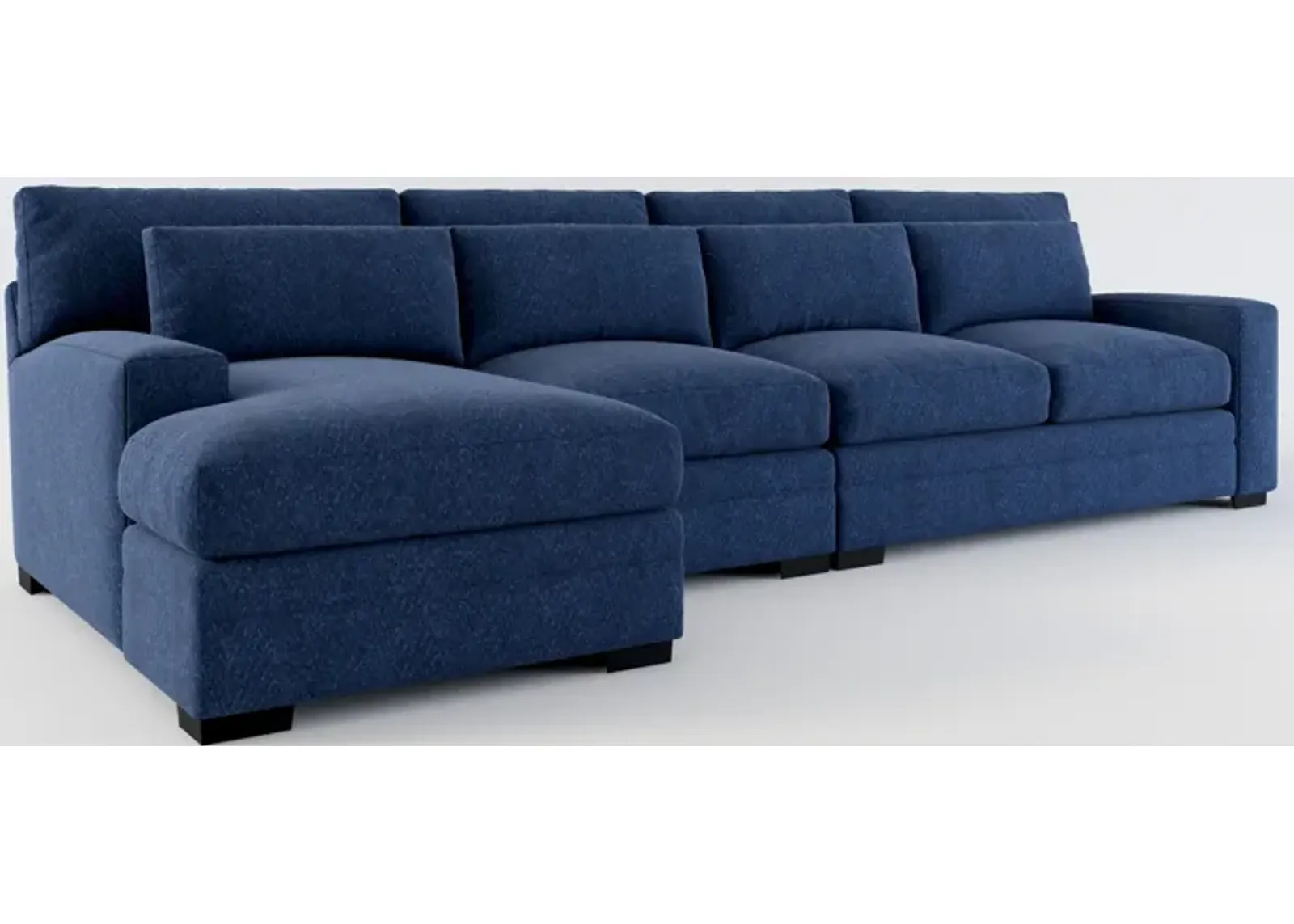 Winston Foam Comfort 3-Piece Sectional with Left-Facing Chaise - Oslo Navy