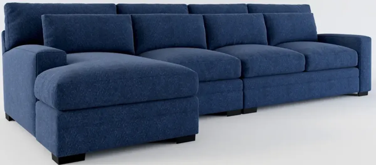 Winston Foam Comfort 3-Piece Sectional with Left-Facing Chaise - Oslo Navy