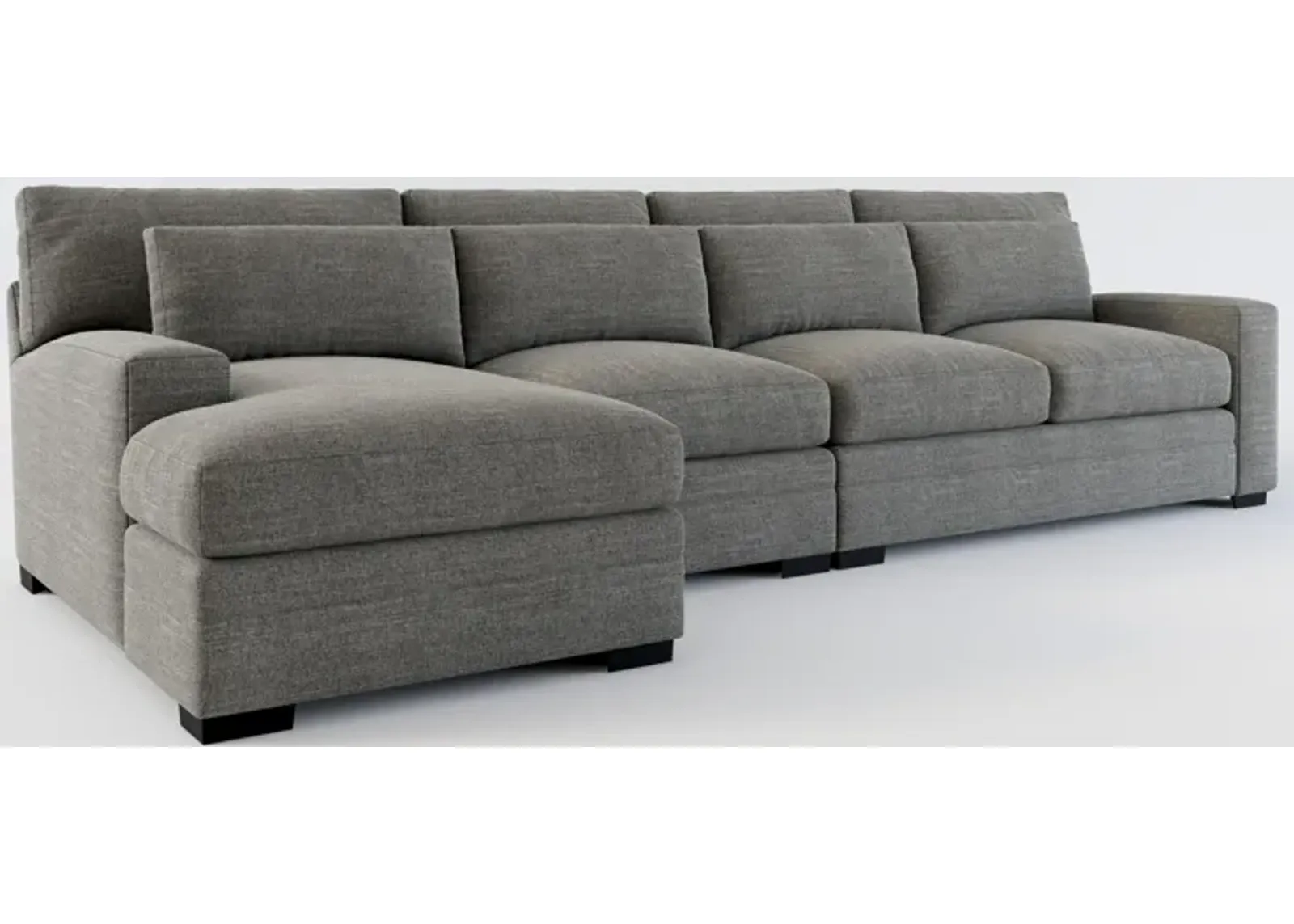 Winston Foam Comfort 3-Piece Sectional with Left-Facing Chaise - Curious Charcoal