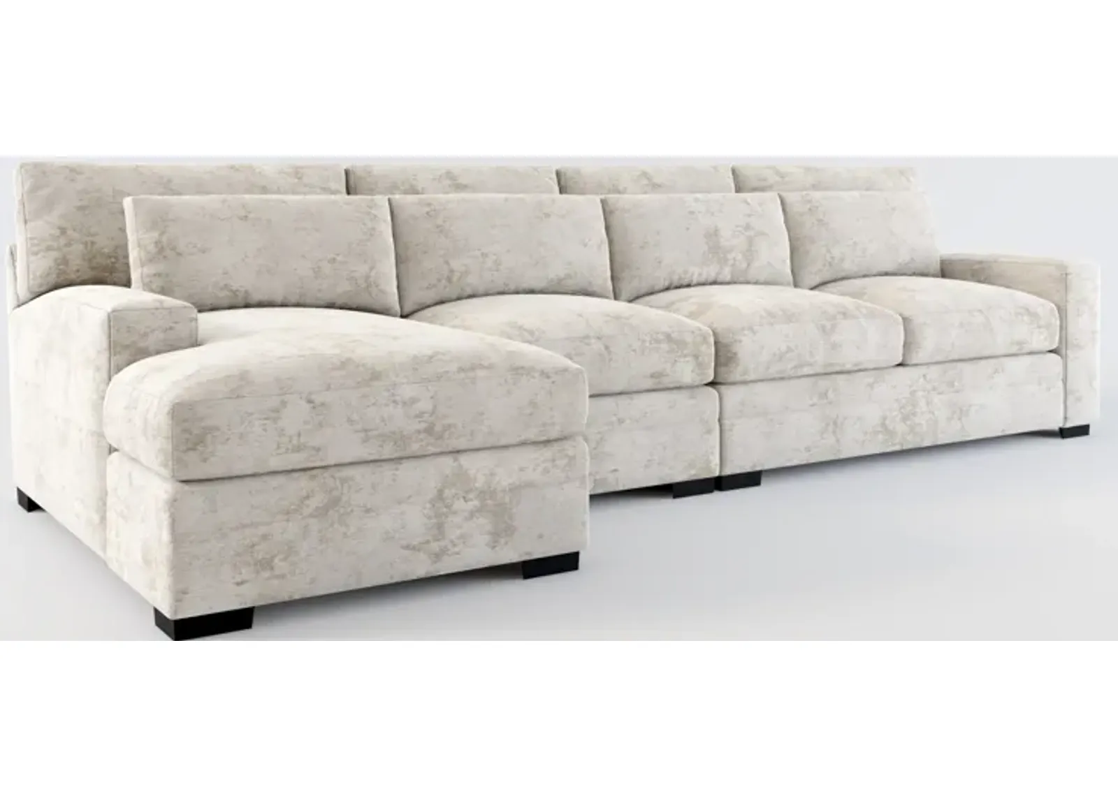 Winston Foam Comfort 3-Piece Sectional with Left-Facing Chaise - Hearth Cement