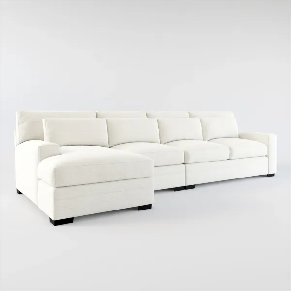 Winston Foam Comfort 3-Piece Sectional with Left-Facing Chaise - Living Large White