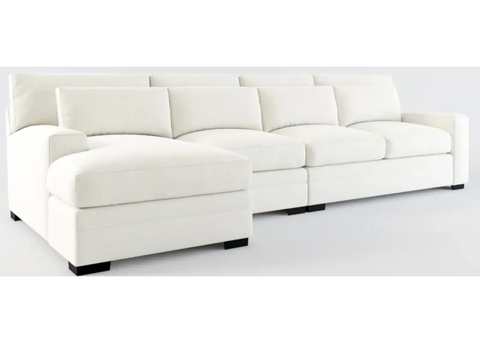 Winston Foam Comfort 3-Piece Sectional with Left-Facing Chaise - Living Large White