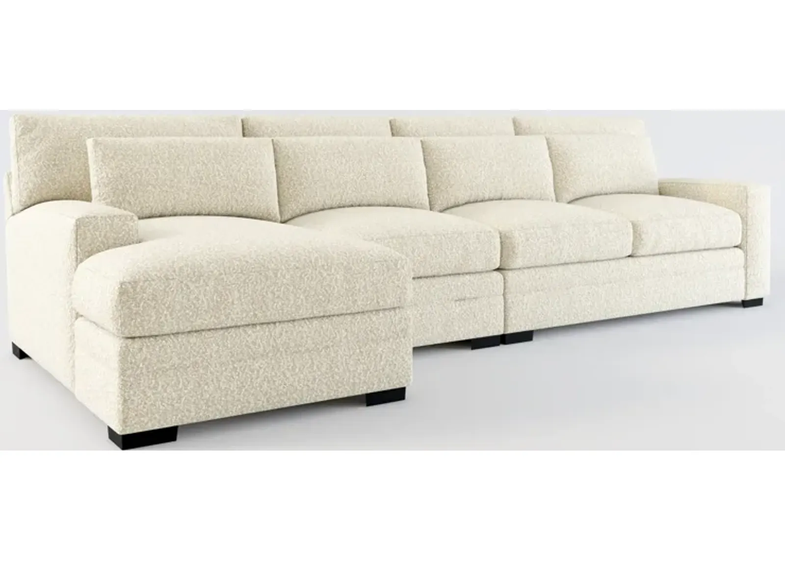 Winston Foam Comfort 3-Piece Sectional with Left-Facing Chaise - Bloke Cotton