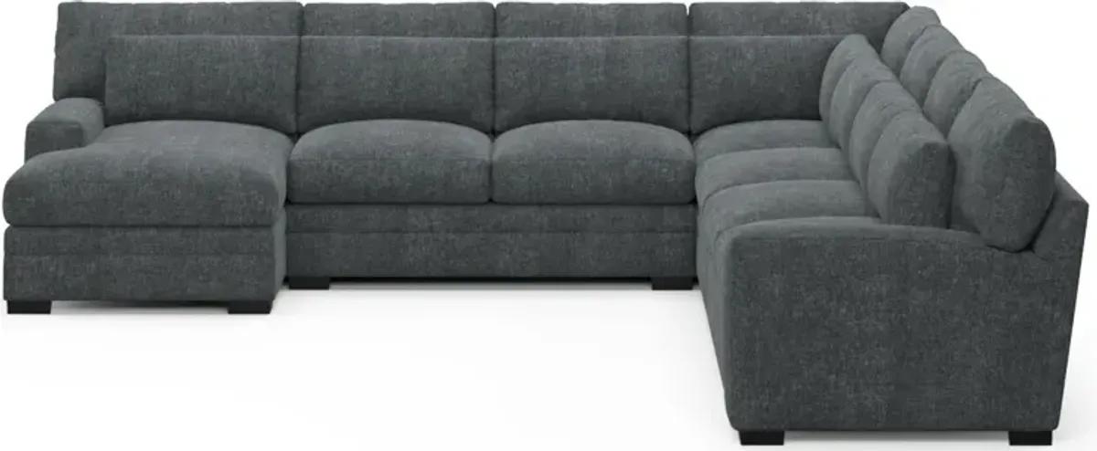 Winston Foam Comfort 5-Piece Sectional with Left-Facing Chaise - Contessa Shadow