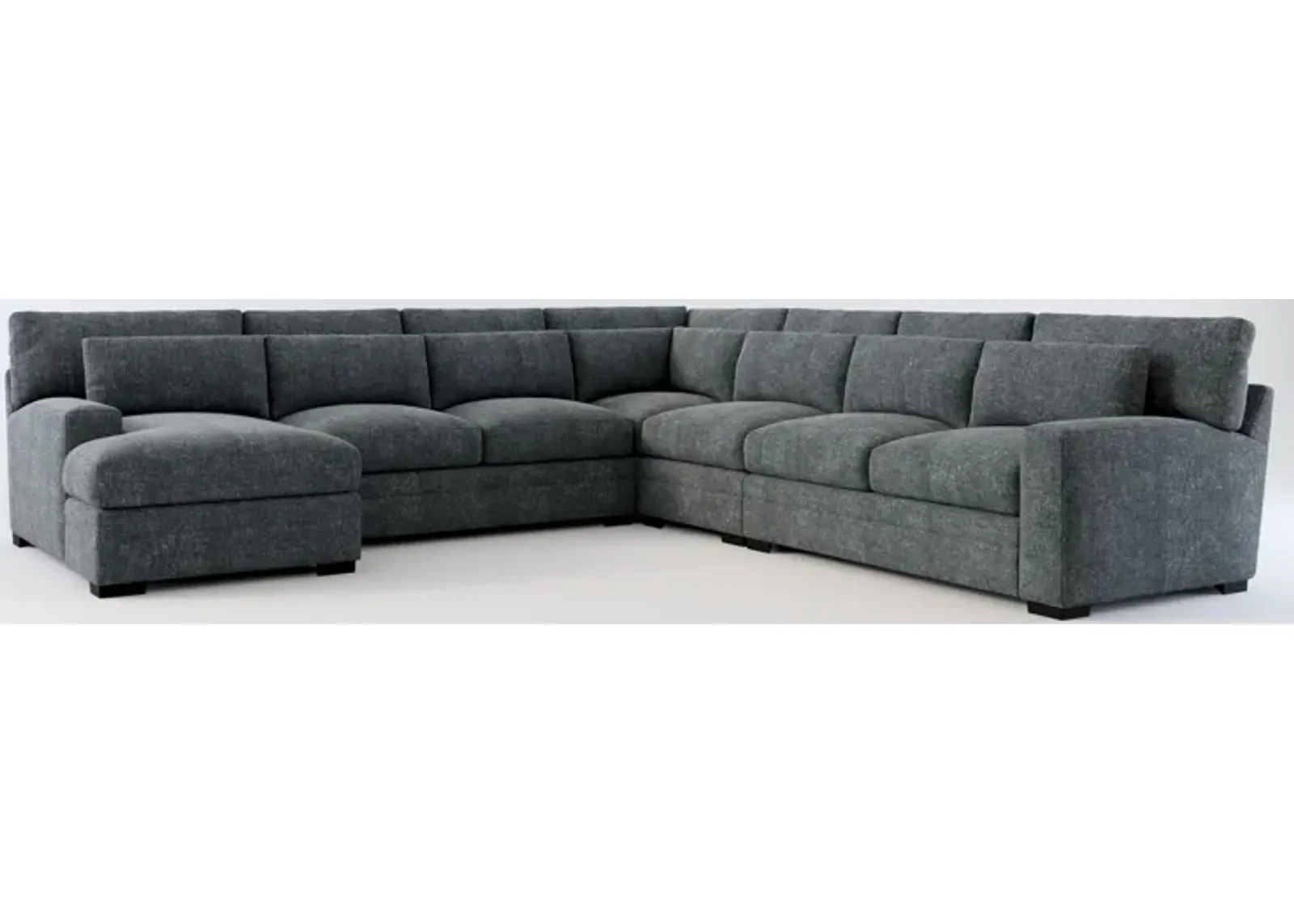 Winston Foam Comfort 5-Piece Sectional with Left-Facing Chaise - Contessa Shadow