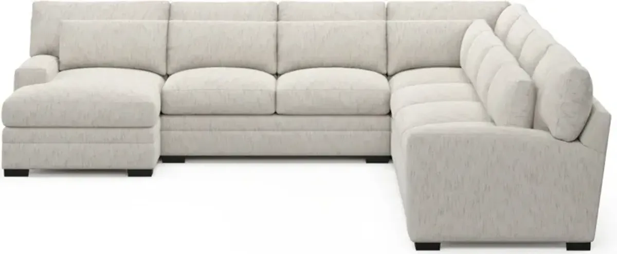 Winston Foam Comfort 5-Piece Sectional with Left-Facing Chaise - P.T. Cream