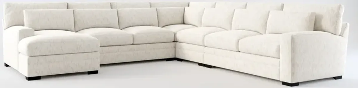 Winston Foam Comfort 5-Piece Sectional with Left-Facing Chaise - P.T. Cream