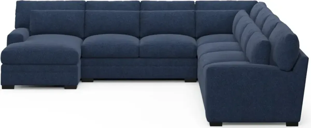 Winston Foam Comfort 5-Piece Sectional with Left-Facing Chaise - Oslo Navy