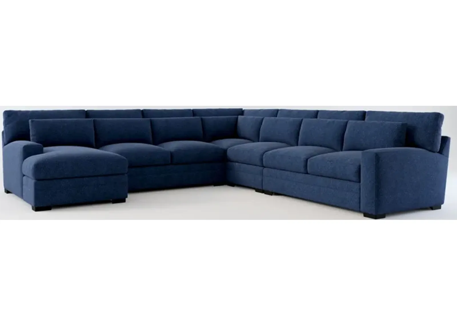 Winston Foam Comfort 5-Piece Sectional with Left-Facing Chaise - Oslo Navy